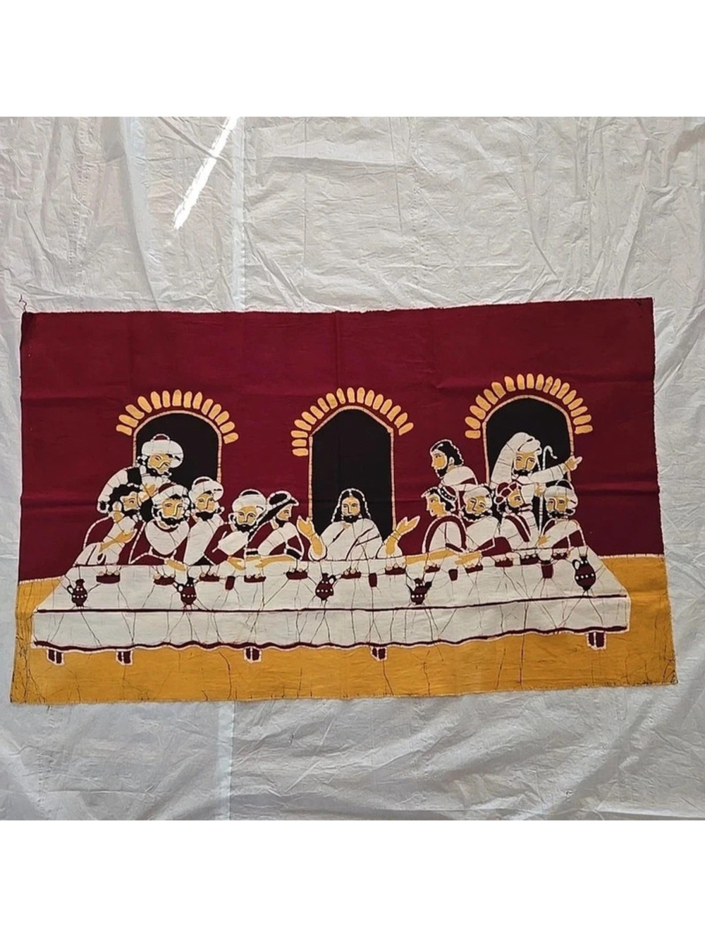The Last Supper Batik on Textile 48x29" Fabric Print